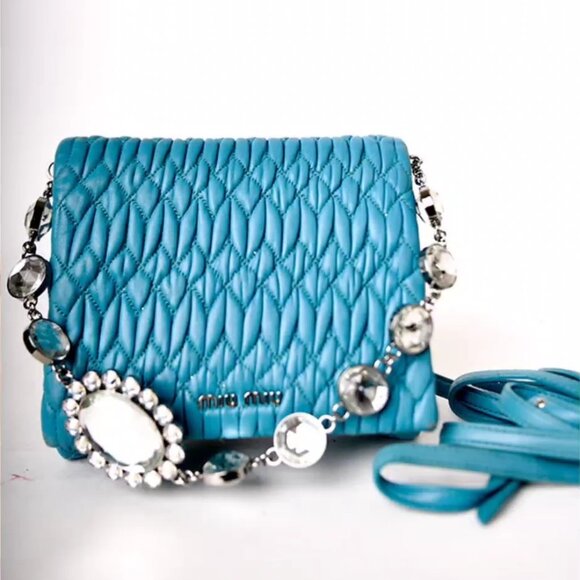 Miu Miu Napa Matelassé Crystal Crossbody Bag - Picture 1 of 6